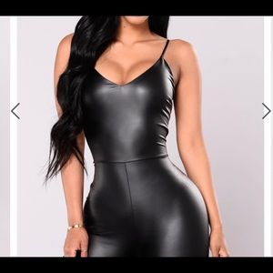 Black Faux Leather Jumpsuit!